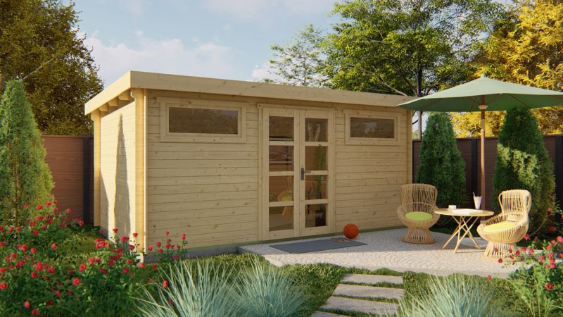 Blokhut - Tuinhuis Zerja | 28 mm | groen geïmpregneerd