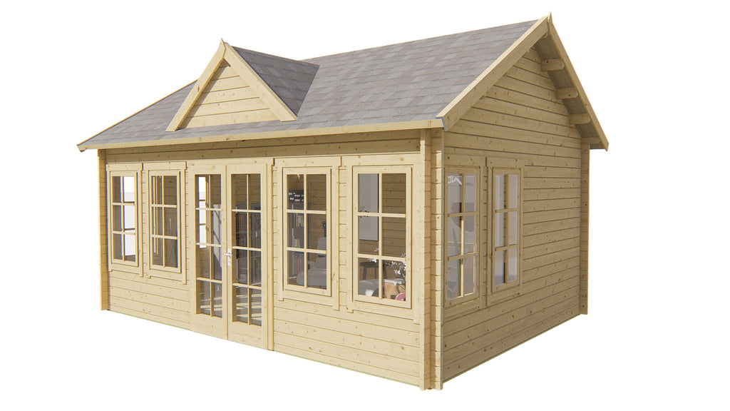 Blokhut - Tuinhuis Clockhouse | 44 mm | vuren bruin geïmpregneerd