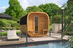 Sauna cube Rovaniemi 390 cm | 42 mm | Thermowood | met ½ panorama raam
