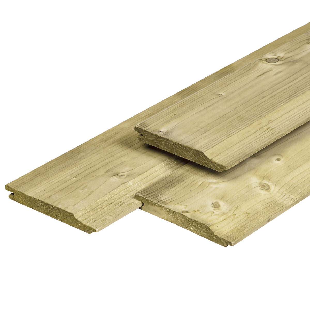 NE vuren overhangend rabat 1,9 x 14,5 x 390 cm, gedroogd, groen geïmpregneerd, geschaafd