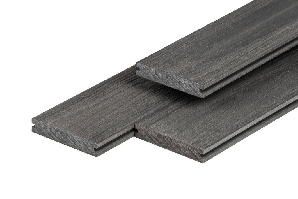 PuraShield composiet vlonderplank 2,3 x 13,8 x 300 cm, dark grey, massief, fijne houtnerf, clip systeem