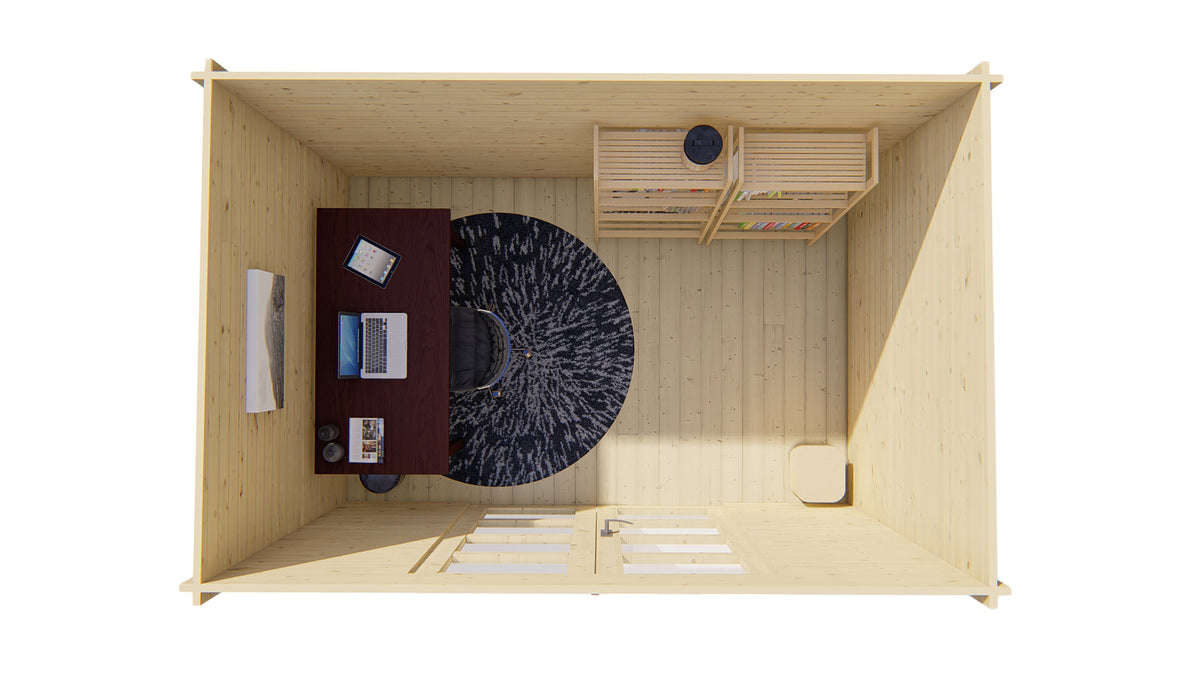 Blokhut - Tuinhuis Minimodern | 28 mm | vuren grijs geïmpregneerd