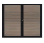 Dubbele stalen poort, zwart gepoedercoat, fijnstructuur, incl. hang- en sluitwerk (t.b.v. profielen 21mm dik)