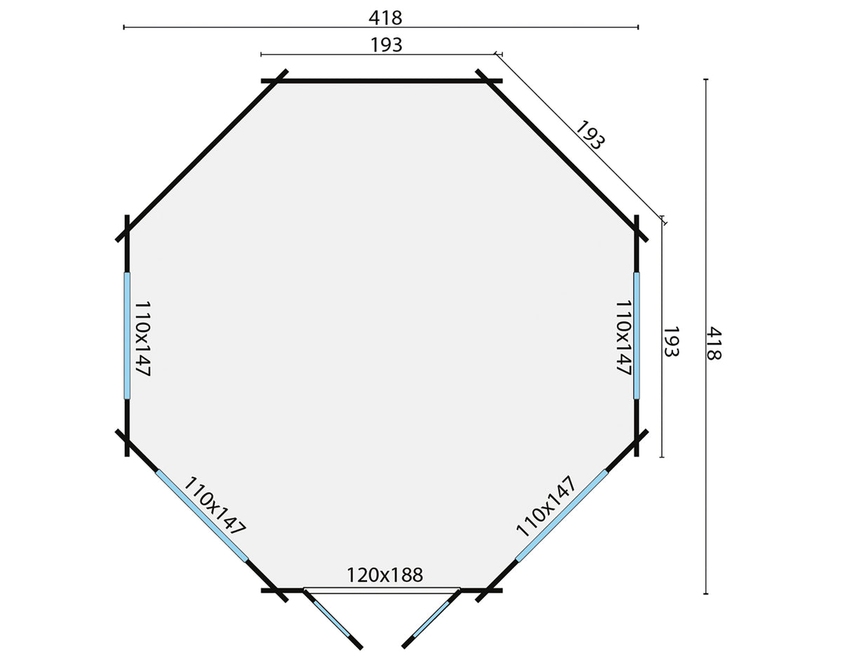 Blokhut - Tuinhuis Lynn | 44 mm | vuren grijs geïmpregneerd