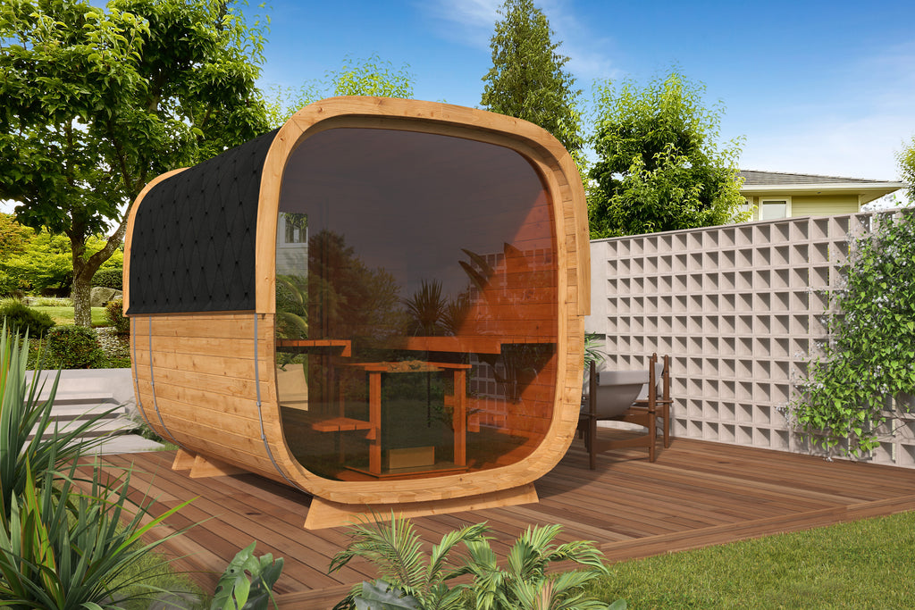 Sauna cube Rovaniemi 280 cm | 42 mm | Thermowood | met panorama raam