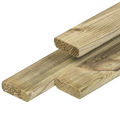 Grenen lat 1,6 x 4,5 x 180 cm, gedroogd, groen geïmpregneerd, geschaafd, 4 ronde hoeken