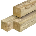 Grenen paal 8,8 x 8,8 x 270 cm, vers, groen geïmpregneerd, geschaafd, 4 ronde hoeken