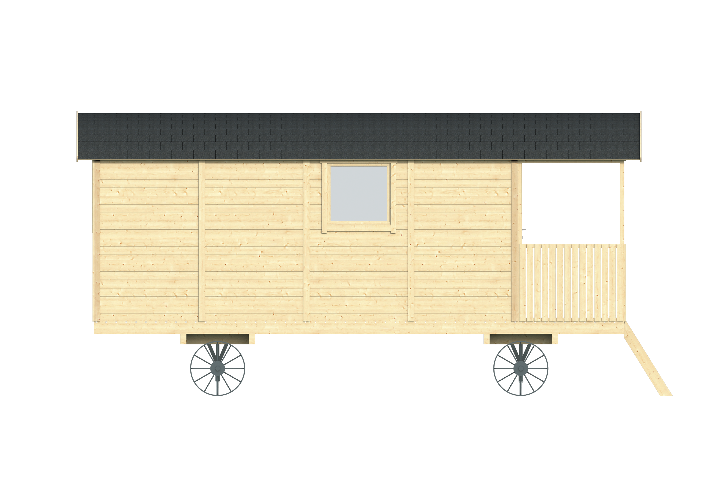 Circuswagen Johnny | 19mm | vuren onbehandeld | 600 x 240 cm | excl. onderstel