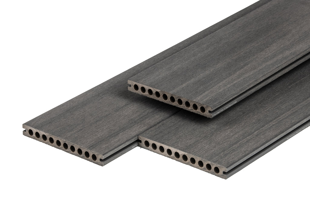 PuraShield composiet vlonderplank 2,3 x 21,0 x 500 cm, dark grey, semi-massief, fijne houtnerf, clip systeem