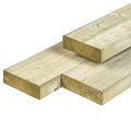 NE vuren ligger 4,5 x 14,5 x 420 cm, gedroogd, groen geïmpregneerd, geschaafd, 4 ronde hoeken