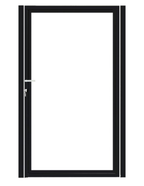 Enkele stalen poort, zwart gepoedercoat, fijnstructuur, incl. hang- en sluitwerk (t.b.v. profielen 21mm dik)