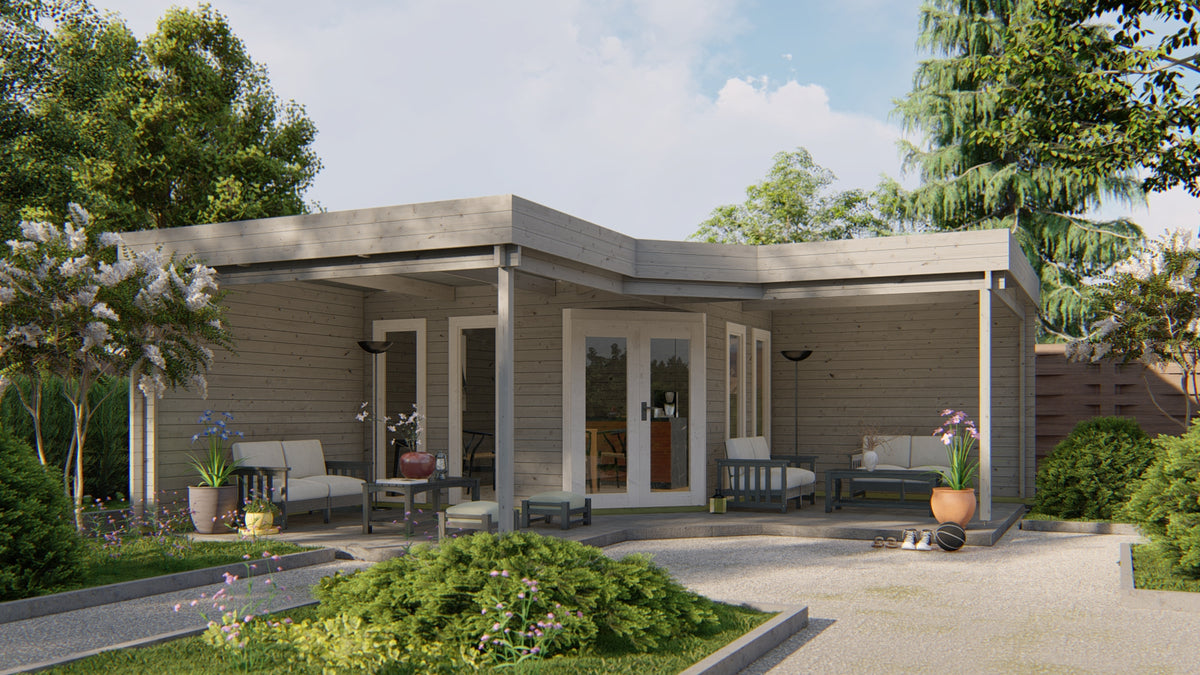 Blokhut - Tuinhuis Jutka | 44 mm | vuren honinggeel geïmpregneerd