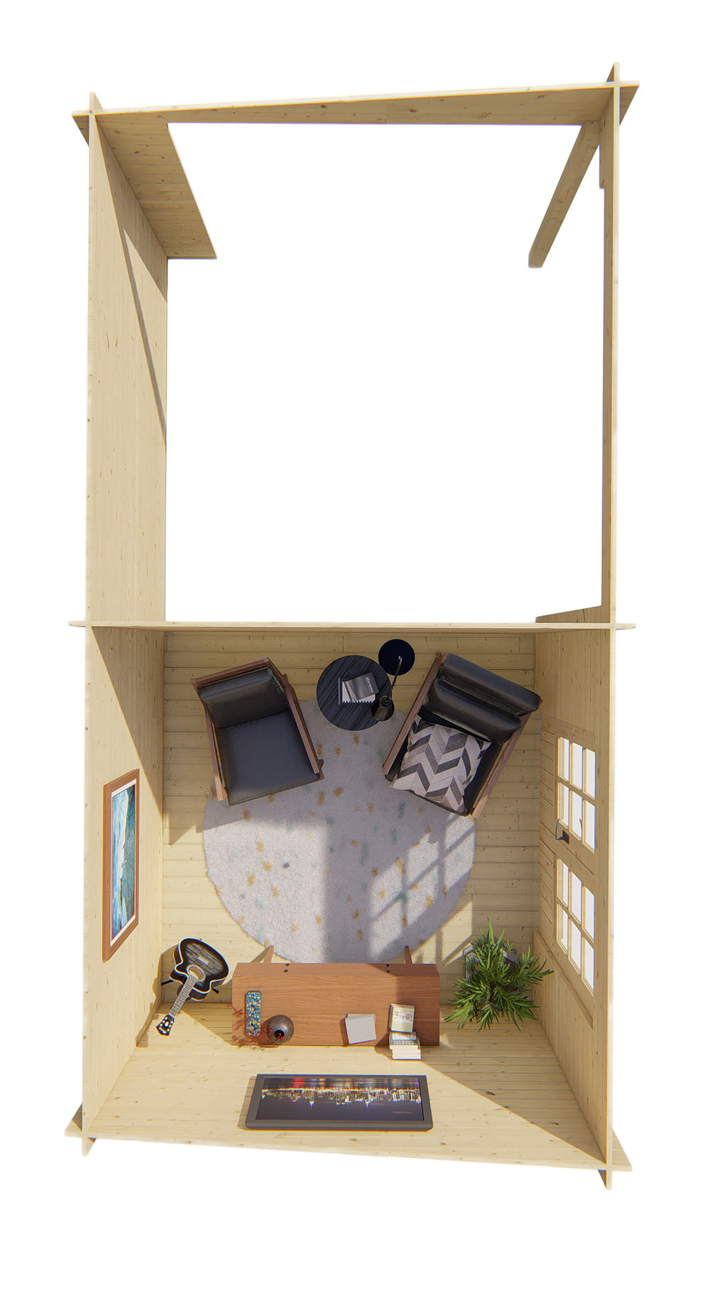 Blokhut - Tuinhuis Chappo | 28 mm | vuren grijs geïmpregneerd