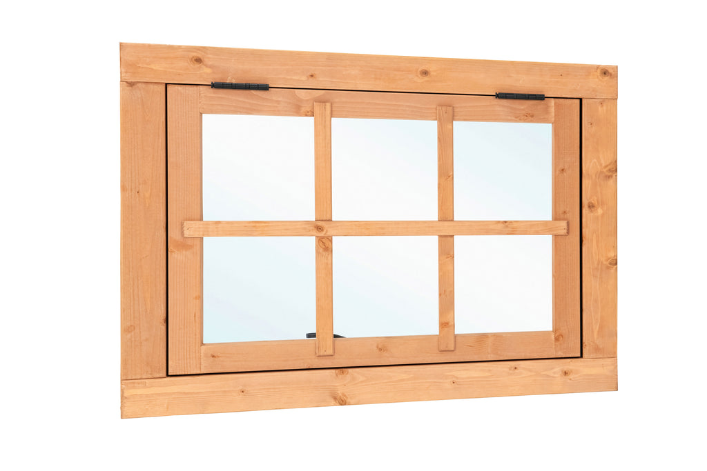 Douglas uitzetraam 6-ruits B900xH700mm (buitenwerkse maat) incl. 2 soorten roedes, RVS raambeslag, tochtrubber