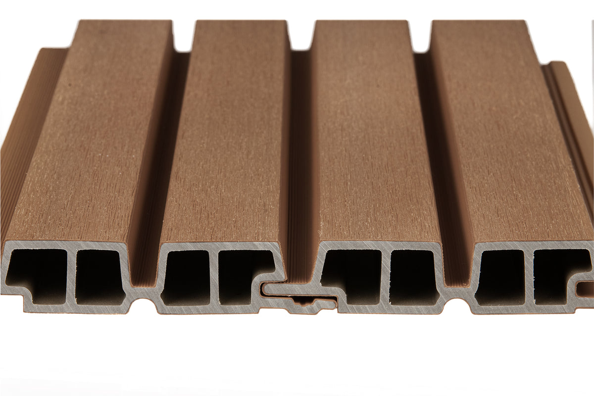 PuraTech 55 composiet dubbel profiel 3,3 x 17,0 x 290 cm, teak, fijne houtnerf