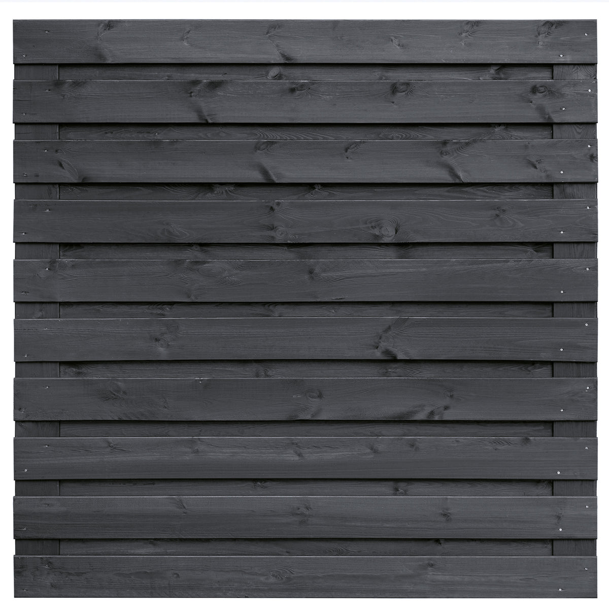 Tuinscherm Kassel, zwart gespoten vuren, RVS-geschroefd, 21-planks (19+2) 180 x 180 cm