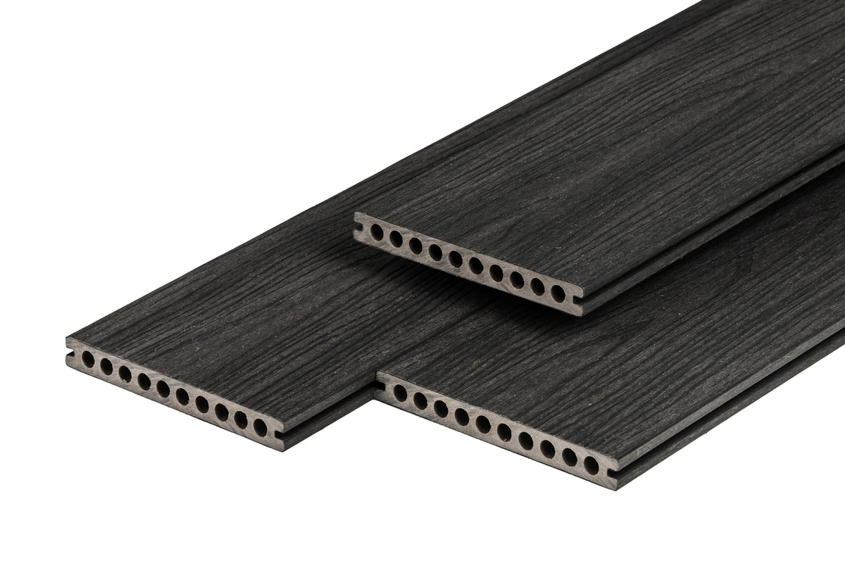 PuraShield composiet vlonderplank 2,3 x 21,0 x 300 cm, ebony black, semi-massief, fijne houtnerf, clip systeem