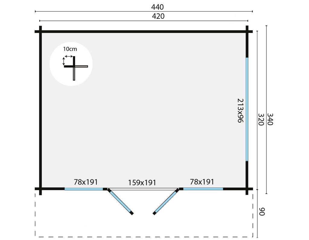 Blokhut - Tuinhuis Blackpool | 58 mm | vuren Red Class Wood geïmpregneerd