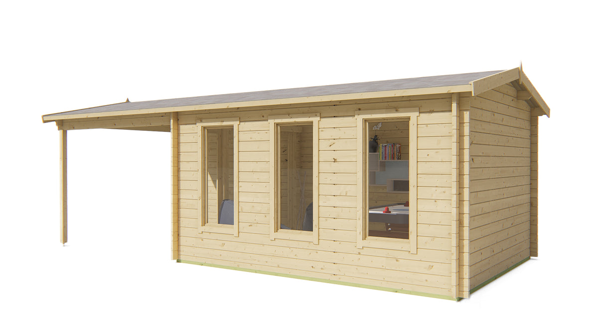 Blokhut - Tuinhuis Skeg | 44 mm | vuren bruin geïmpregneerd