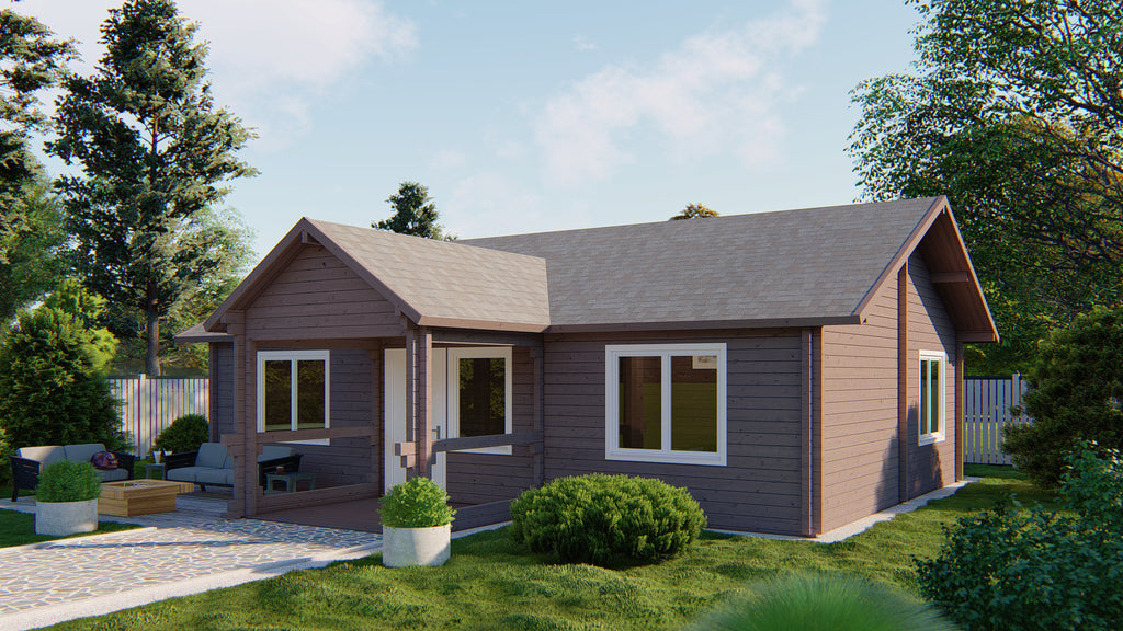 Blokhut - Tuinhuis Finn | 92 mm | vuren groen geïmpregneerd