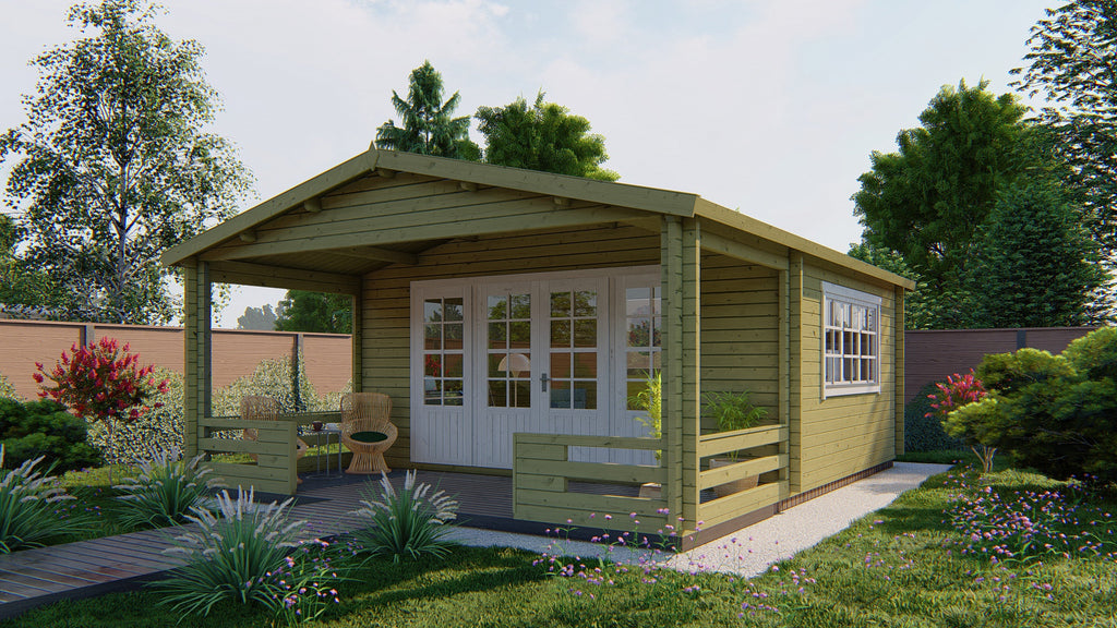 Blokhut - Tuinhuis Nottingham | 58 mm | vuren grijs geïmpregneerd