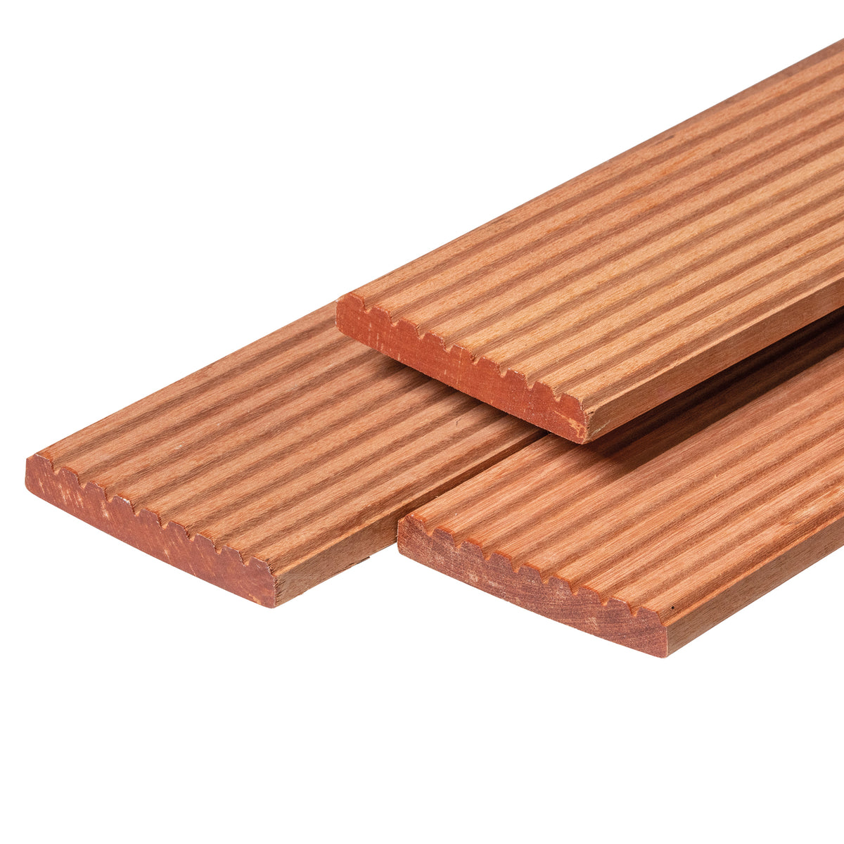 Bangkirai hardhout vlonderplank 2,1 x 14,5 x 400 cm kunstmatig gedroogd, geschaafd, 1 zijde 8 groeven