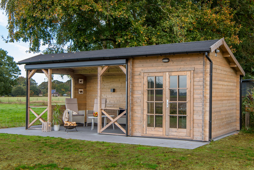 Blokhut - Tuinhuis Kukka | 40 mm | vuren honinggeel geïmpregneerd