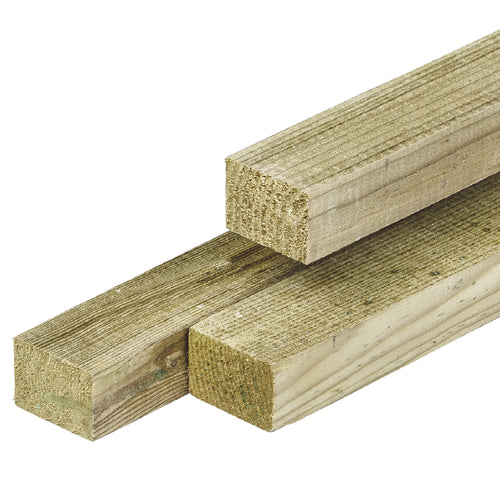 Grenen regel 4,4 x 6,8 x 300 cm, vers, groen geïmpregneerd, geschaafd, 4 ronde hoeken