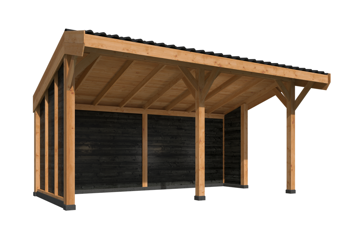 DHZ Kapschuur Goor Douglas 600 x 300 cm zwart geïmpregneerd