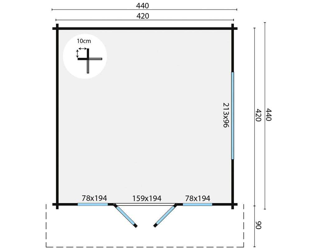 Blokhut - Tuinhuis Derby | 58 mm | vuren groen geïmpregneerd
