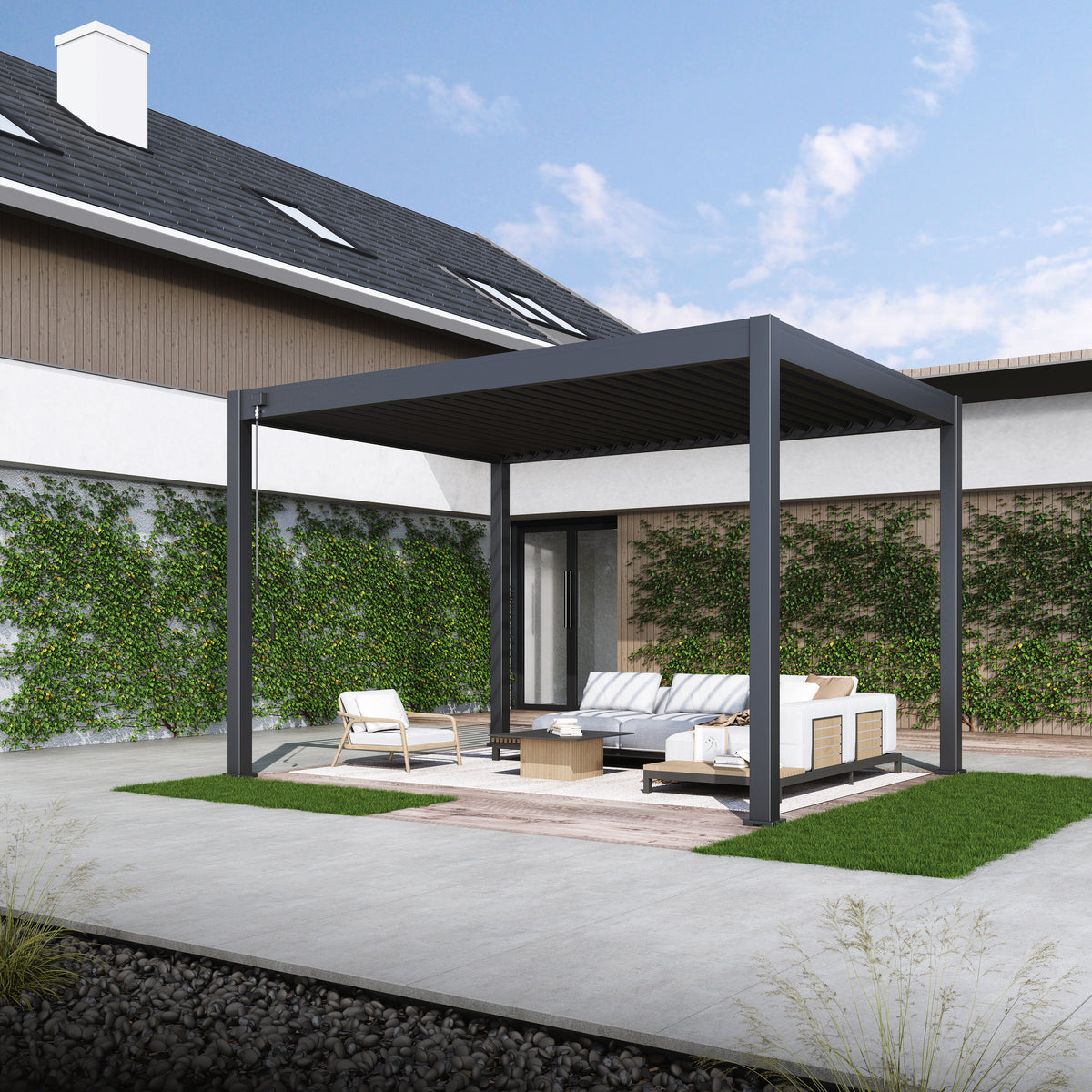 Tuindeco Advance line vrijstaande aluminium overkapping 300 x 400 x 255 cm antraciet