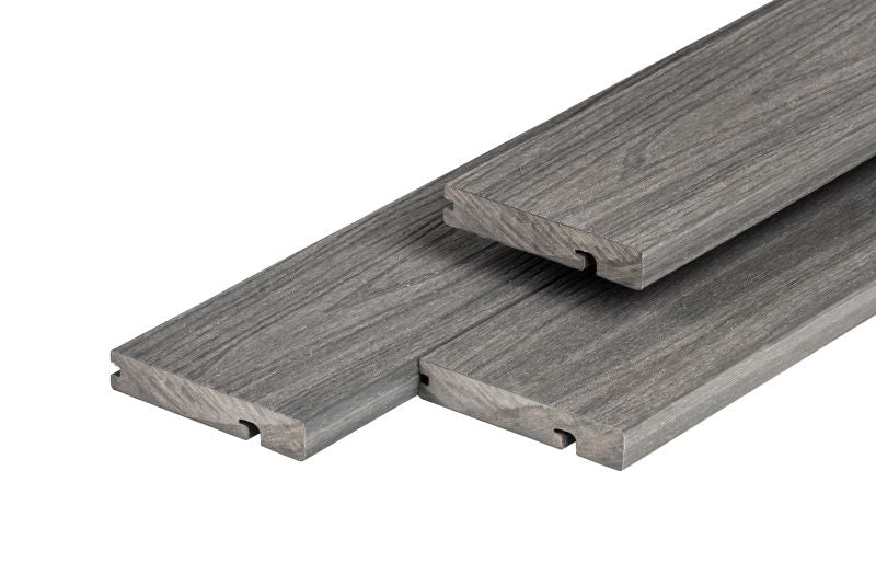 PuraShield composiet eindplank  2,3 x 13,8 x 300 cm, dark grey, fijne houtnerf, clip systeem