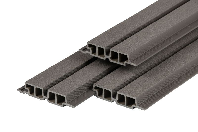 PuraTech 55 composiet dubbel profiel 3,3 x 17,0 x 390 cm, dark grey, fijne houtnerf