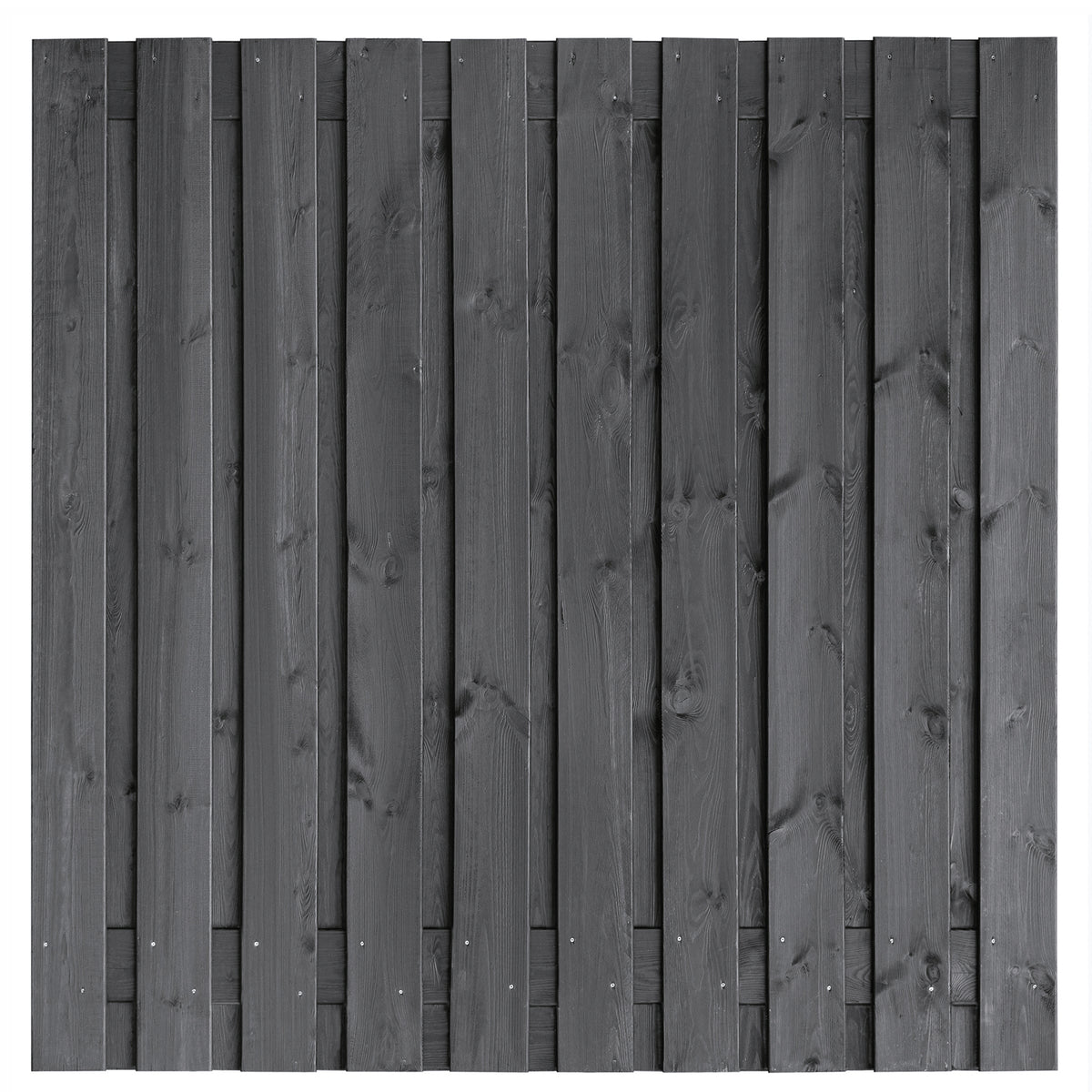 Tuinscherm Hengelo, zwart geïmpregneerd grenen, RVS-geschroefd, 21-planks (19+2) 180 x 180 cm