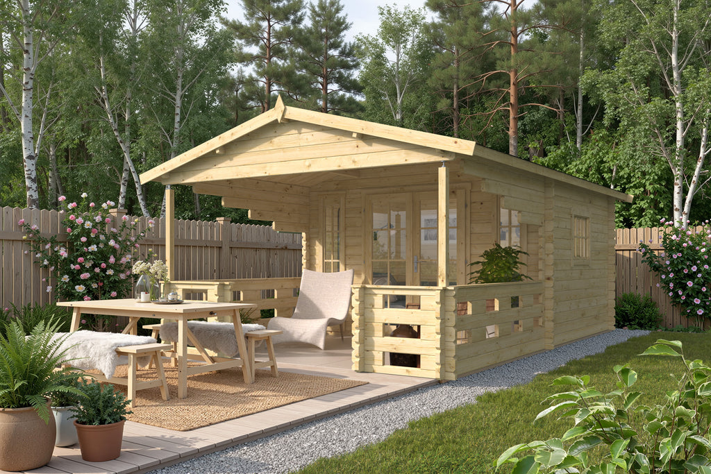 Blokhut - Tuinhuis Sanstrov | 44 mm | vuren grijs geïmpregneerd