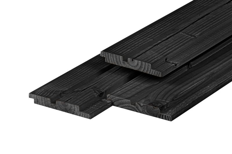 Douglas dubbel profiel 1,9 x 13,0 x 240 cm, gedroogd, zwart gespoten