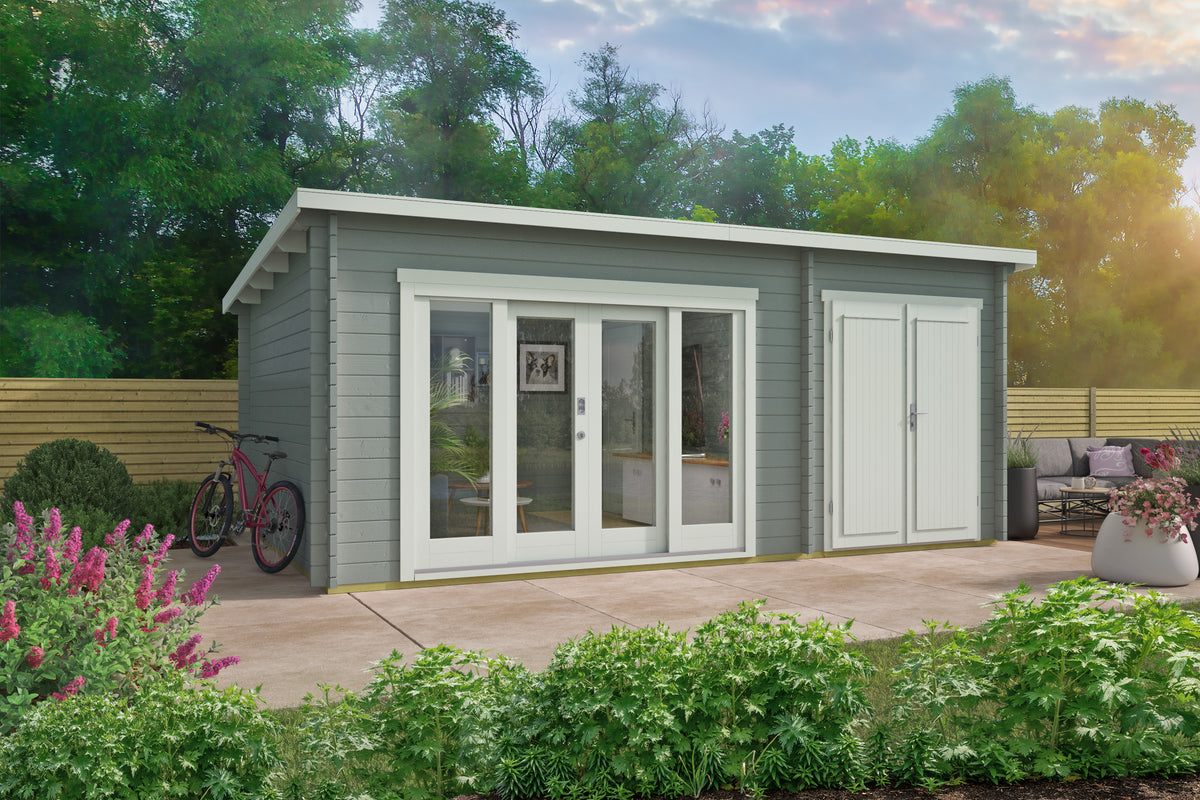 Blokhut - Tuinhuis Meg | 44 mm | grijs geïmpregneerd