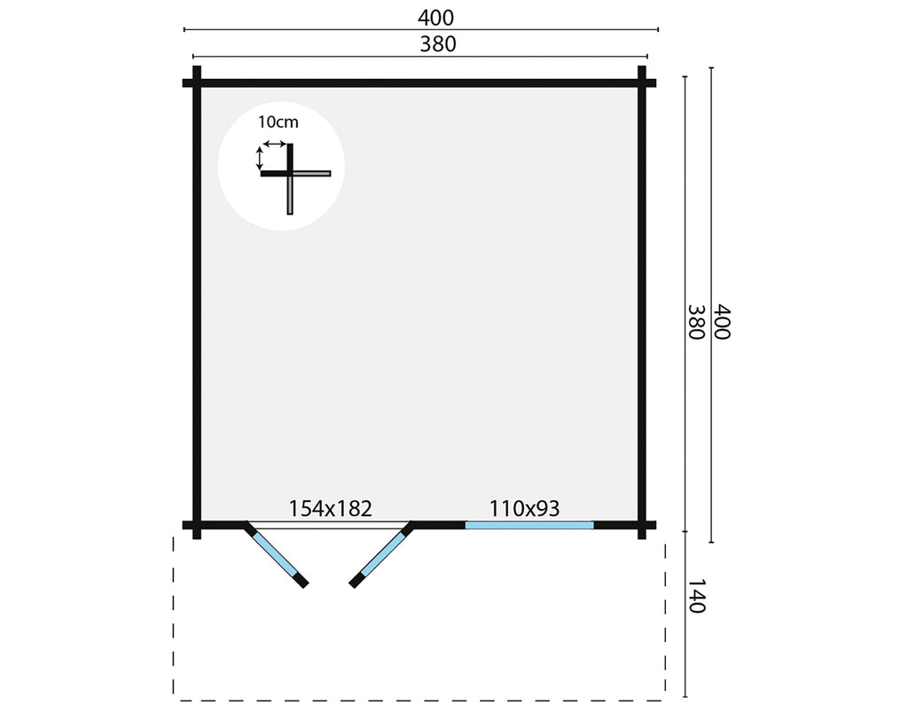 Blokhut - Tuinhuis Stian | 58 mm | vuren onbehandeld