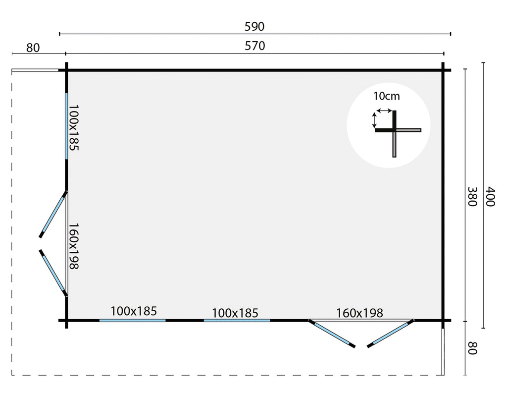 Blokhut - Tuinhuis Hildegard | 44 mm | vuren honinggeel geïmpregneerd