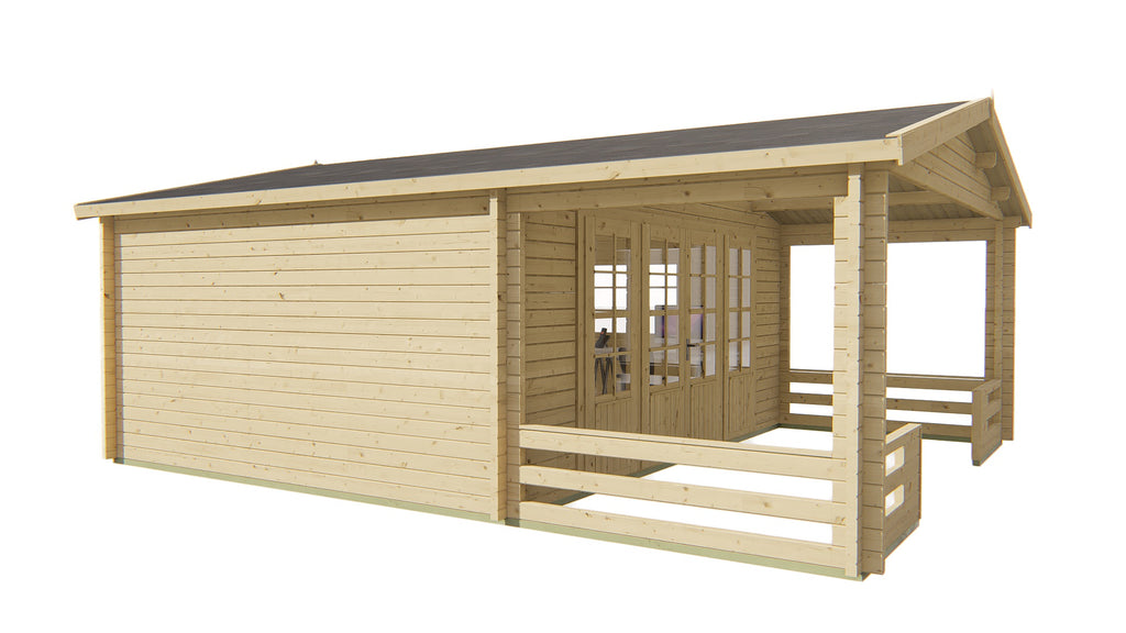 Blokhut - Tuinhuis Nottingham | 58 mm | vuren grijs geïmpregneerd