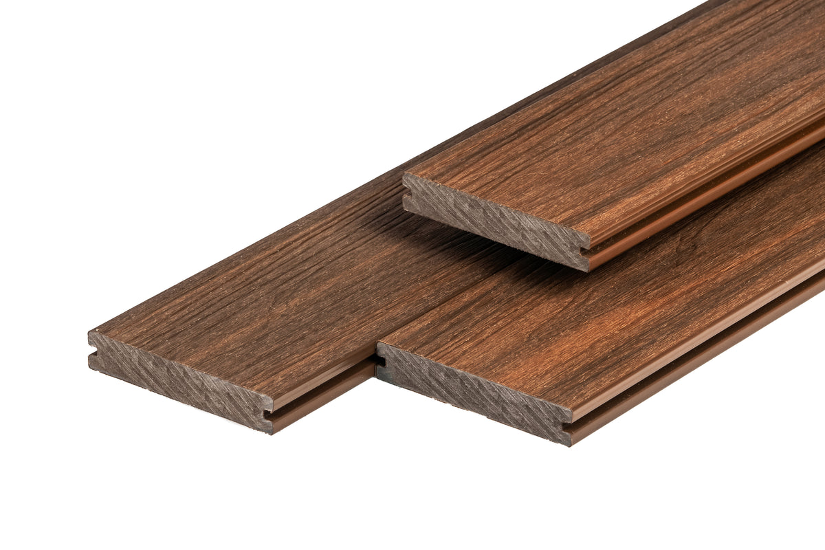 PuraShield composiet vlonderplank 2,3 x 13,8 x 500 cm, ipé, massief, fijne houtnerf, clip systeem