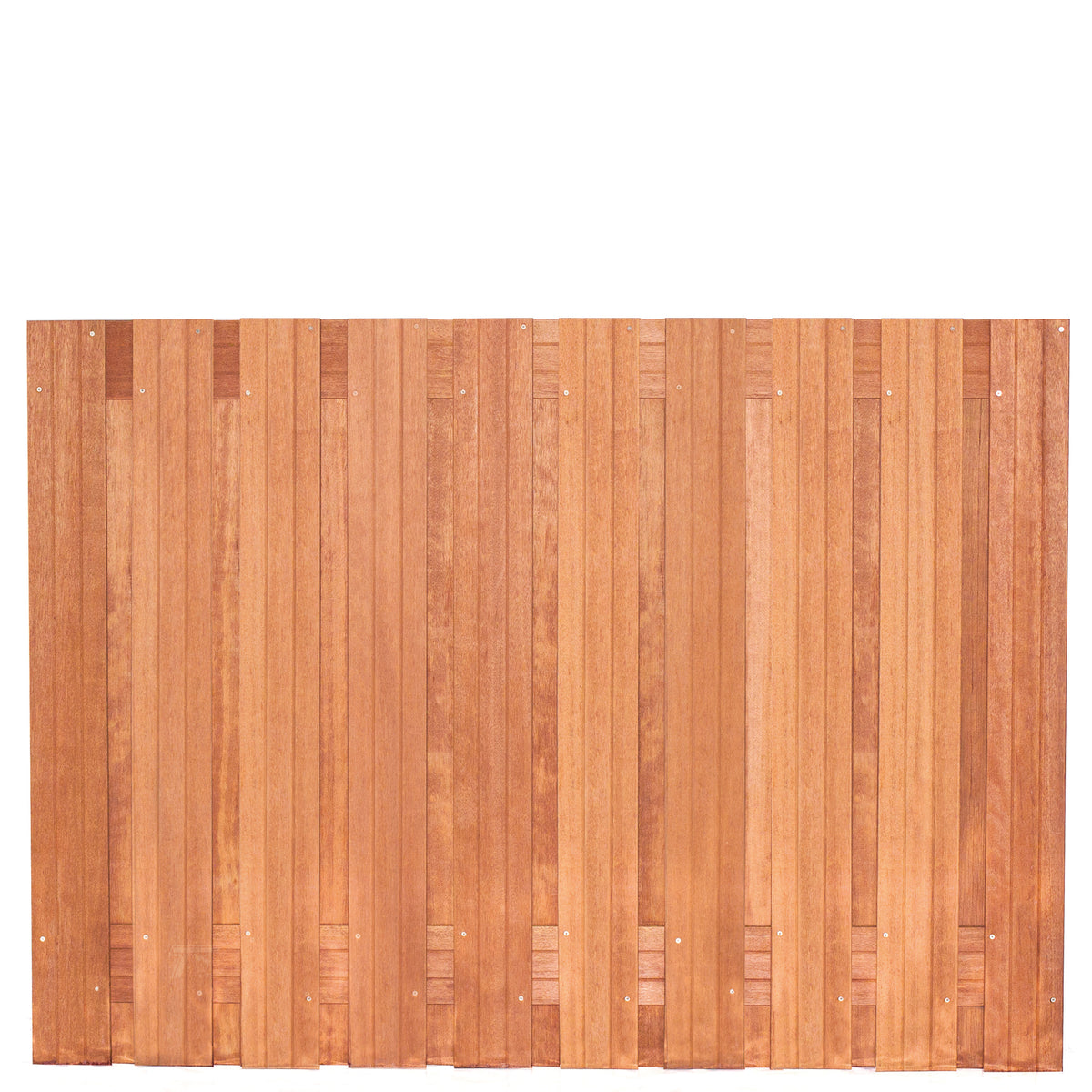 Tuinscherm Dronten, keruing hardhout, RVS-geschroefd, 21-planks (19+2) 180 x 130 cm