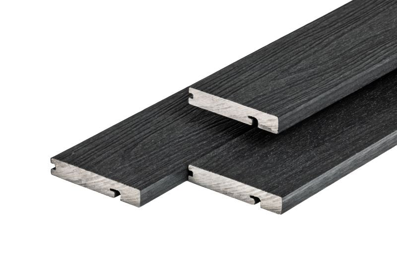 PuraShield composiet eindplank  2,3 x 13,8 x 300 cm, ebony black, fijne houtnerf, clip systeem