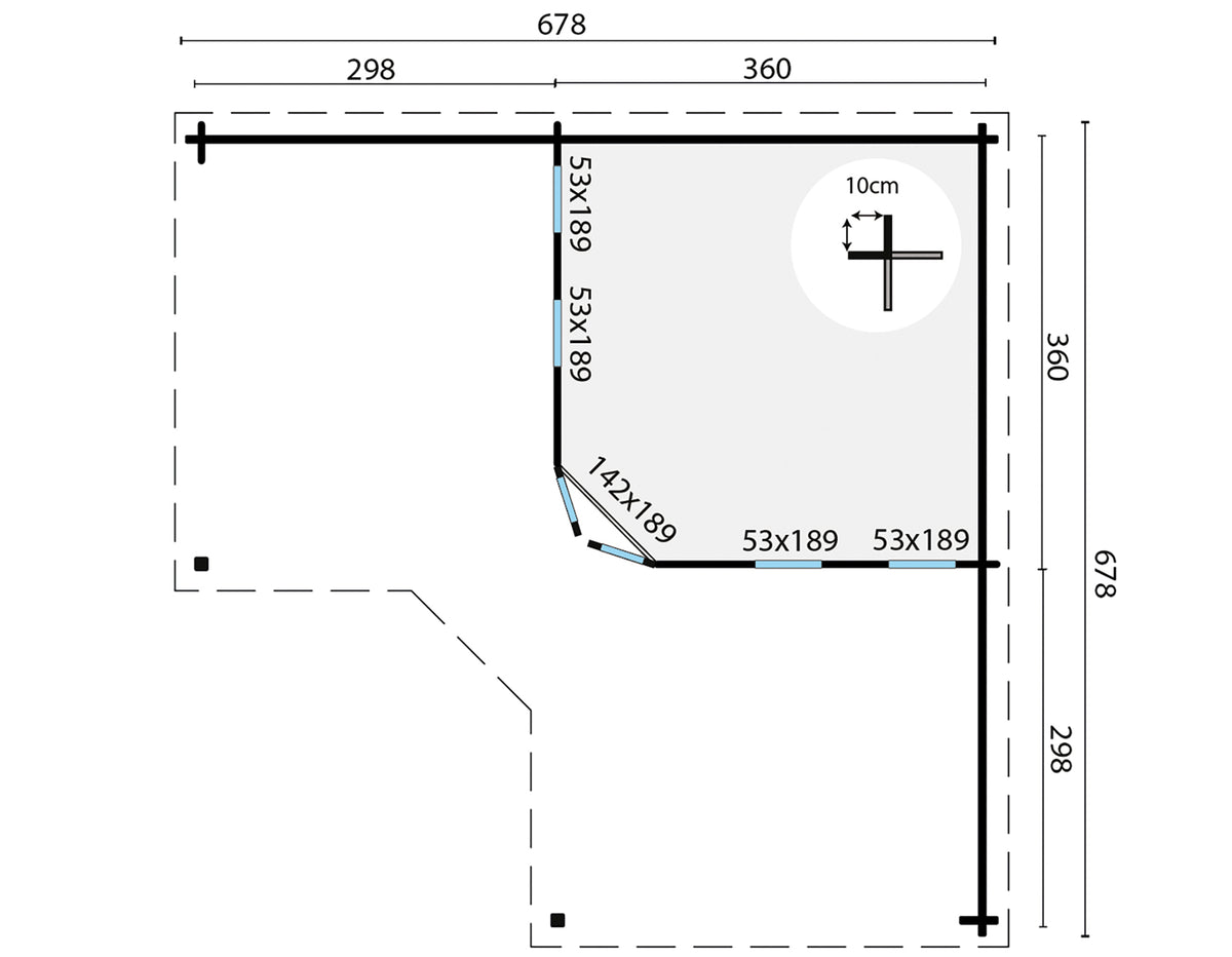 Blokhut - Tuinhuis Jutka | 44 mm | vuren grijs geïmpregneerd