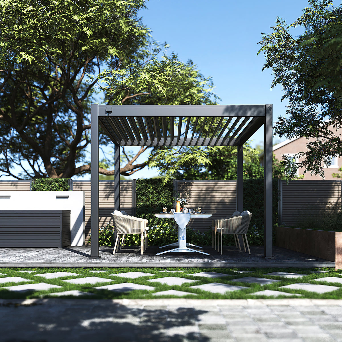 Tuindeco Advance line vrijstaande aluminium overkapping 300 x 300 x 255 cm antraciet