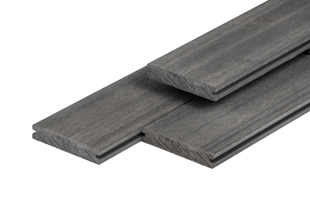 PuraShield composiet vlonderplank 2,3 x 13,8 x 300 cm, dark grey, massief, fijne houtnerf, clip systeem
