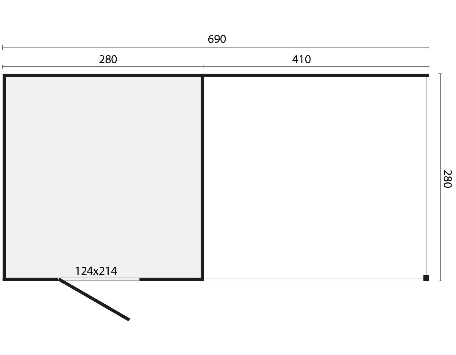 KubeLine + luifel 280 x 687 cm, onbehandeld
