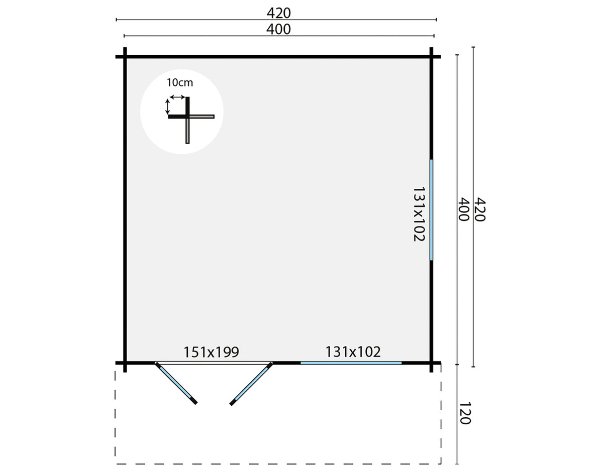 Blokhut - Tuinhuis Inge | 44 mm | vuren Red Class Wood geïmpregneerd