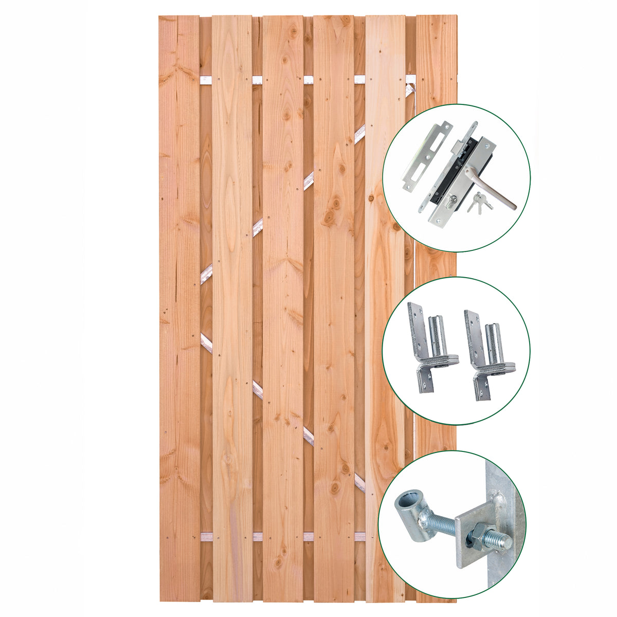 Tuindeur Privacy Douglas met RVS inbouwslotset 110 x 195 cm