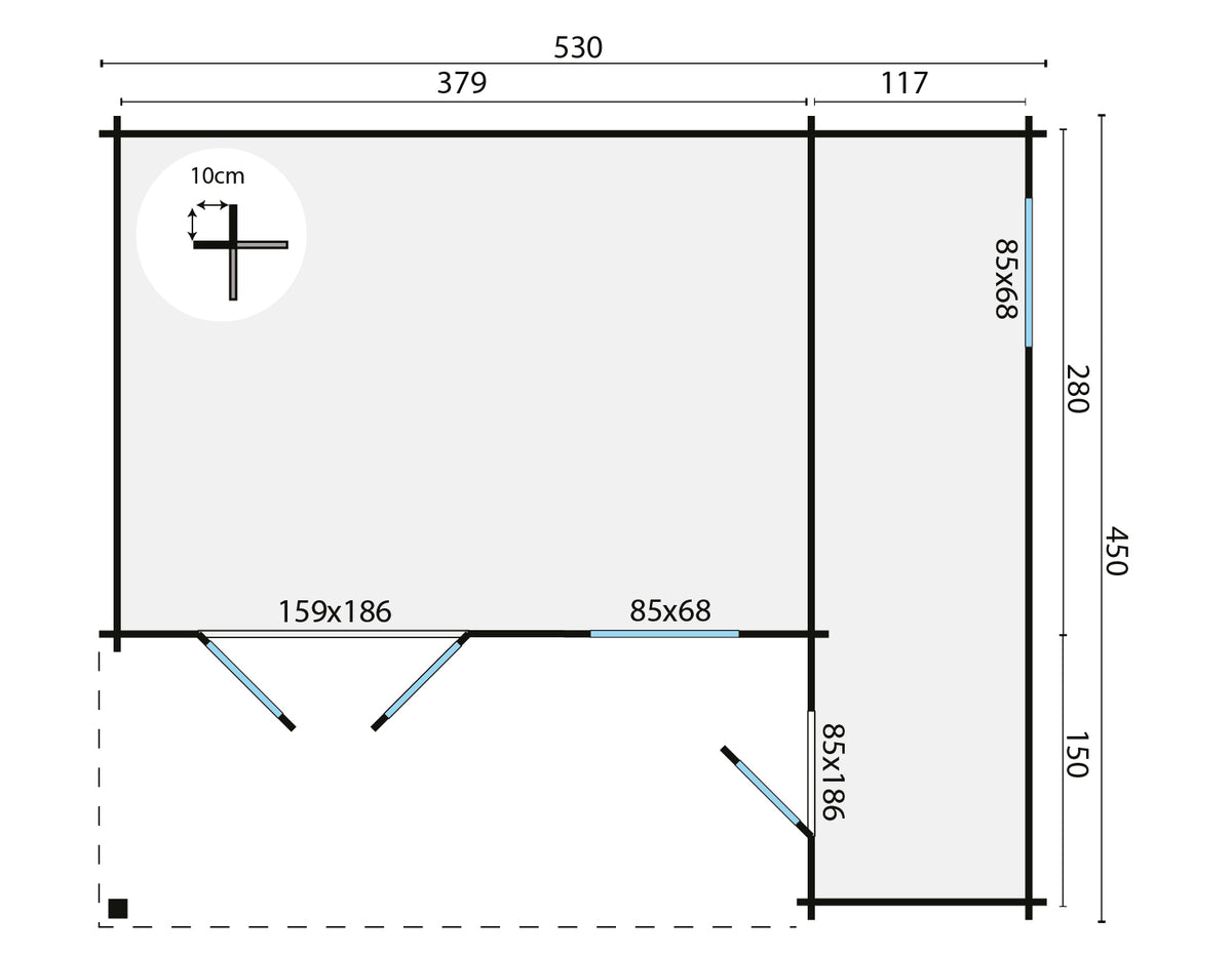 Blokhut - Tuinhuis Wolfgang | 44 mm | vuren groen geïmpregneerd